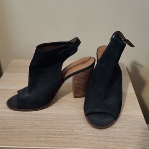 Lucky Brand Black Open-Toe Block Heels